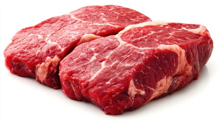 Obraz premium Fresh Raw Beef Cuts on White Background for Culinary Purposes