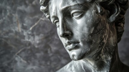 Gray marble head sculpture