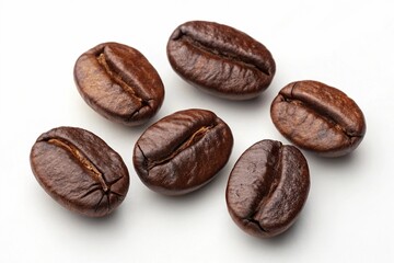 Obraz premium Group of coffee beans isolated on white background