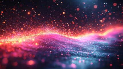 Obraz premium Glimmering Nebula: A Cosmic Dance of Light and Color