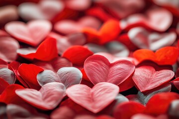 A cluster of red and white hearts in a tight formation, ideal for romantic occasions or Valentine's Day themes