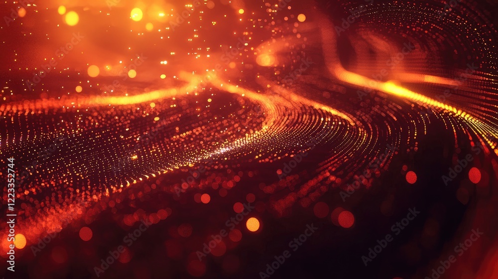 Poster Abstract Digital Background with Glowing Lights and Wavy Lines Creating a Futuristic Technology Concept for High-Tech Visuals and Designs