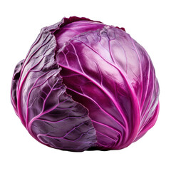 Obraz premium Fresh red cabbage isolated on a clean Transparent background ready for culinary use and healthy dishes, Red cabbage isolated in PNG background format