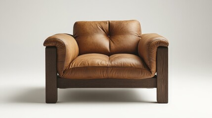 Fototapeta premium Minimalist Armchair with Recycled Leather Seat