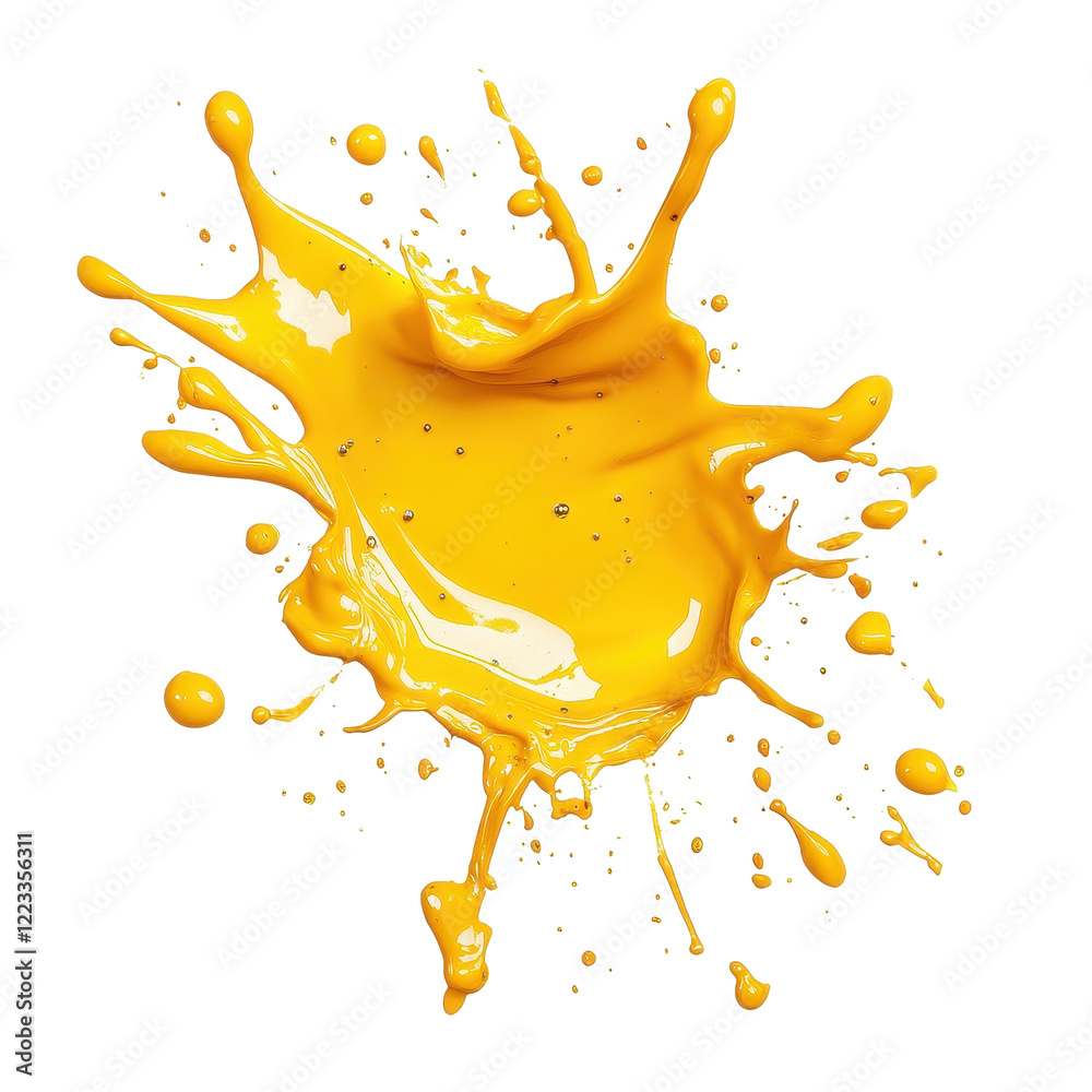 Fototapete vibrant mustard splat on a clean transparent background showcasing dynamic splattering effect, musta