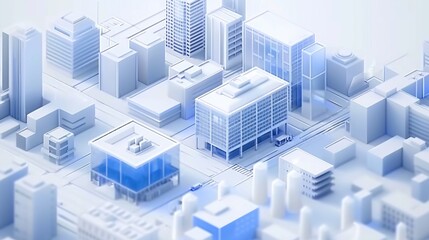 Fototapeta premium frosted glass buildings isometric city for commercial design concept