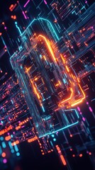 Obraz premium Futuristic glowing electronic circuitry creating complex technological structure