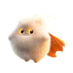 Fluffy 3D Cartoon Bird with Glowing Superhero Costume Isolated on Transparent Background