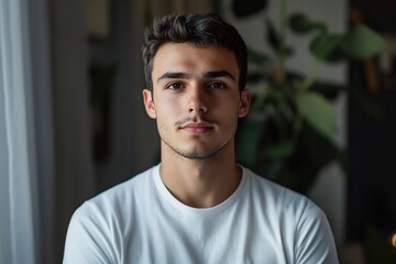 Portrait of cute 20 years old man with beautiful face