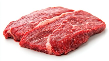 Fresh Raw Beef Cuts on White Background for Culinary Use and Recipes