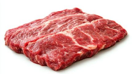 Fototapeta premium Fresh Raw Beef Cuts on White Background for Culinary Use and Preparation