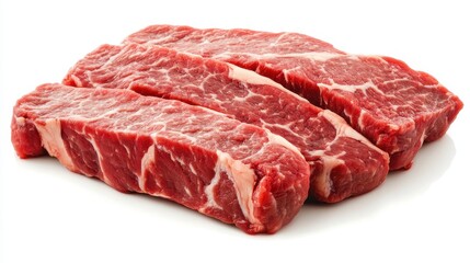 Fresh Raw Beef Cut Steak on a White Background for Cooking
