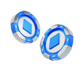 3d blue casino chips icon