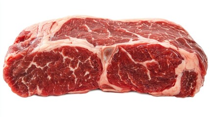 Obraz premium Fresh Raw Beef Steak with Marbling on White Background
