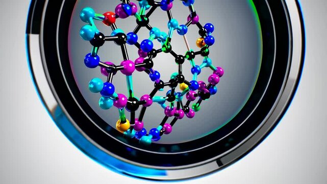 A drop of liquid revealing complex molecular structures when magnified