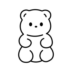 Cute jelly bear. Black and white illustration, hand drawn coloring.