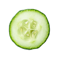 Cucumber slice on a Transparent background showcasing fresh texture and vibrant color for culinary uses, Cucumber with slice isolated on PNG background