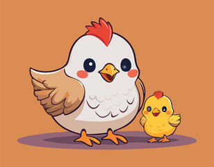 hen and chicken or Cute Chicken Crowing Cartoon Vector, and download Cute Mom Chicken.