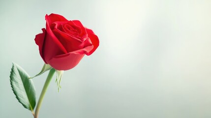 Close-Up Of A Red Rose On A Soft, Blurred Backdrop.