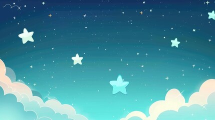 Fototapeta premium background with stars and clouds cartoon style