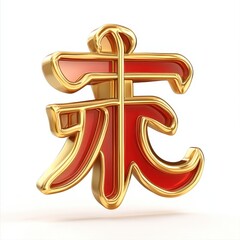 A stylized gold and red Chinese character, symbolizing good fortune and prosperity, stands out against a plain white background.