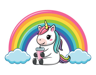 Cute Flying Unicorn Cartoon Vector, and Animal Science Icon Concept, or Flat Cartoon Style, Science Food Icon Concept Isolated.