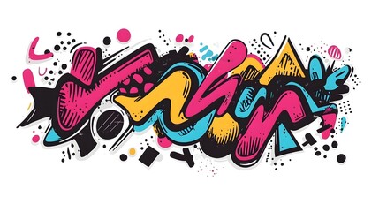 Naklejka premium Vibrant Graffiti Art on Urban Street Wall with Colorful Abstract Design