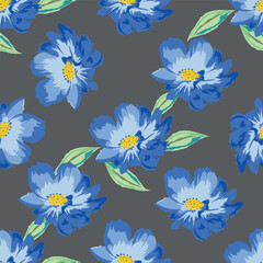 Seamless floral pattern, cute liberty ditsy print of mini botany in a romantic motif. Pretty simple botanical design: small hand drawn flowers, tiny leaves abstract on light field