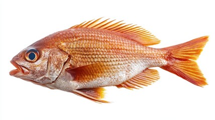 Vibrant Red Snapper Fish on White Background Perfect for Culinary Art