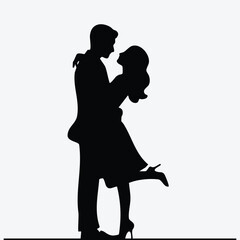 Silhouette of Romantic couple vector illustration
