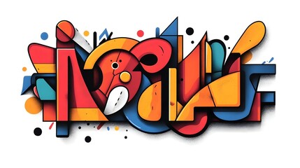 Fototapeta premium Colorful Abstract Modern Geometric Graphic Design Composition with Vibrant Shapes and Patterns