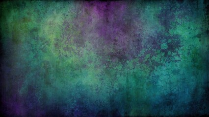 Obraz premium Grungy textured dark abstract background, green, purple, blue