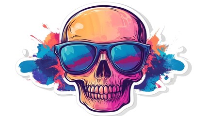 Fototapeta premium Vibrant Skull with Colorful Psychedelic Smoke Backdrop