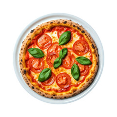 Margherita Pizza: Thin, crispy crust topped with fresh mozzarella