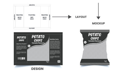 Potato chips package design, realistic vector design Potato chips packaging template, chip packaging, packaging, chips, vector illustration