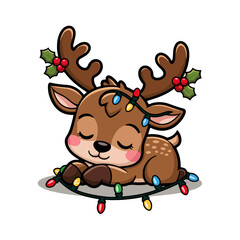 reindeer with santa hat
