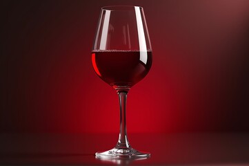 Rich red liquid swirls softly within a finely crafted glass, gleaming under soft red lighting that enhances its inviting and sophisticated character. The ambiance suggests a moment of indulgence