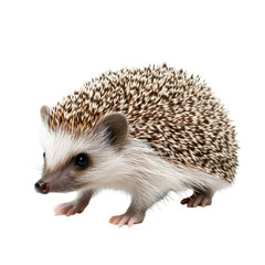 Obraz premium Hedgehog stands on white background showcasing its unique spines and characteristics, hedgehog isolated on white background