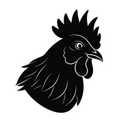 Chicken Head Silhouette Vector Art and Black Chicken Head Design