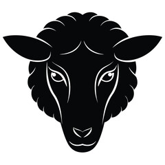 Sheep Head Silhouette Vector Art and Black Sheep Head Design Illustration
