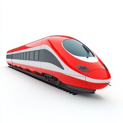 Fototapeta premium 3D icon cartoon of a high-speed bullet train, modern and aerodynamic, isolated on a white background 