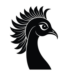 Peacock Head Silhouette Vector Art and Elegant Black Peacock Design