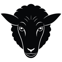 Sheep Head Silhouette Vector Art and Black Sheep Head Design Illustration