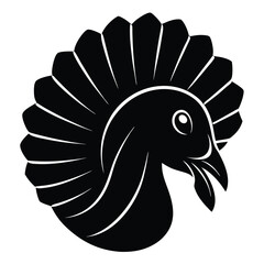Turkey Head Silhouette Vector Art Illustration and Black Turkey Head Design