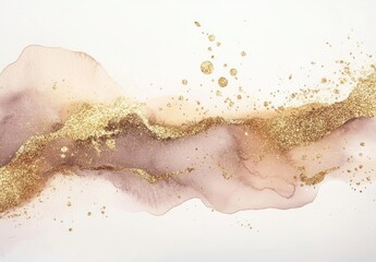 Abstract Gold Glitter Ink Wash, Beige, Pink, Background Design