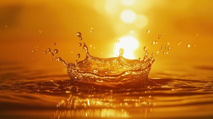 Golden Hour Water Splash: A Sunset Symphony