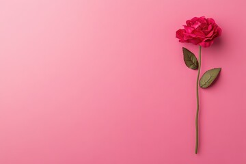 Graceful Red Rose Against Pastel Pink Backdrop