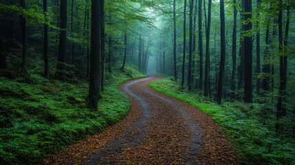 Mystical Forest Path: A Serene Journey Through Lush Greenery