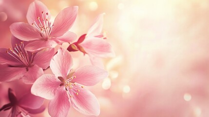 Delicate Pink Blossoms Softly Illuminated By Sunlight