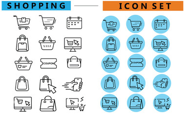 E-commerce shopping cart. Online shopping and delivery elements. E-business symbol icons vector illustration..